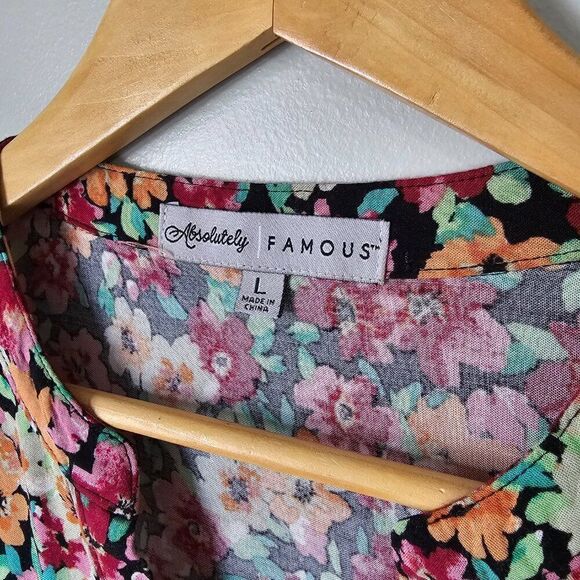 EUC LIKE NEW ALMOST FAMOUS GARDEN FLORAL BUTTON DOWN TIERED SHORT DRESS SIZE L - Picture 13 of 16